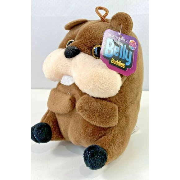 Nanco Belly Buddies Buddy Beaver Plush Stuffed Animal Toy Tooth Brown 5" New - Picture 2 of 7